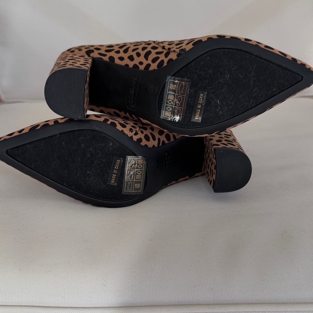 Bamboo Leopard Print Ankle Boots Size 7 - Picture 5 of 7